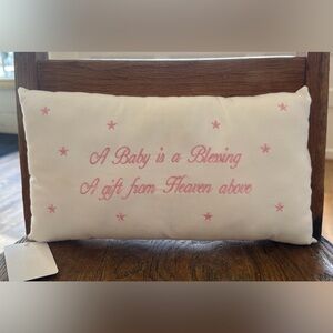 Heavenly Blessing Pink and White Accent Pillow